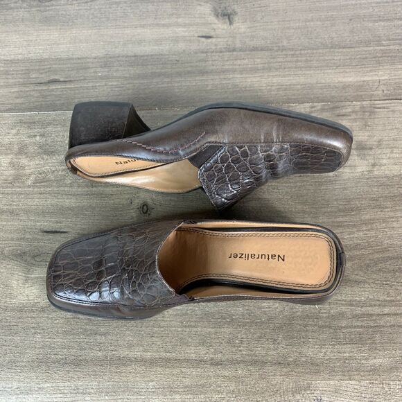 Naturalizer Womens Mules Shoes Leather Size 7.5 M Brown Slide Slip On - Picture 2 of 10